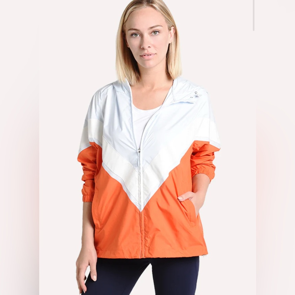 Tory Sport Chervon Orange/White Windbreaker - Picture 1 of 16